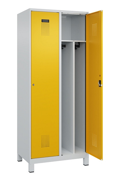 C+P Spind Evolo PLUS, mit Füßen, 2 Abteile, 1950x800x500mm, 7035/1004, Verschluss Zylinderschloss, 049010-22F S10027