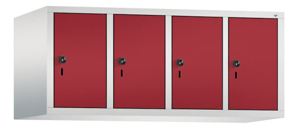 C+P Aufsatz-Garderobenschrank Evolo, 4 Abteile, H500xB1190xT500 mm, Lichtgrau/Rubinrot, 48090-40 S10013