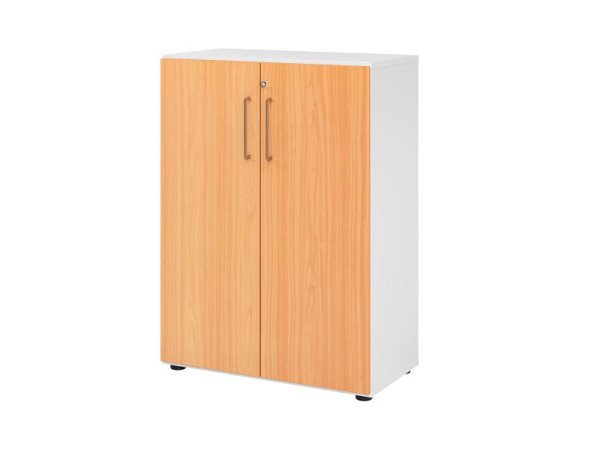 Hammerbacher Schrank 3OH 938T3 Weiß/Buche, 80 x 42 x 110 cm, V938T3/W/6/BS