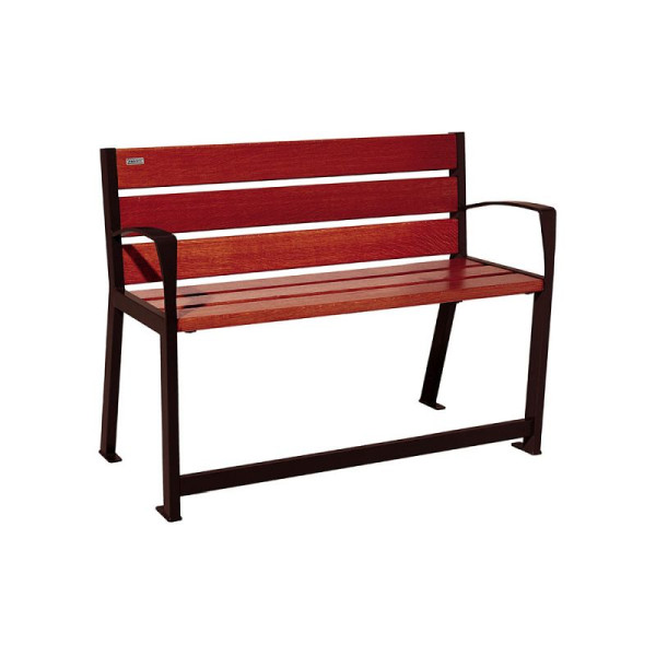 STEIN HGS PROCITY® Bank Silaos® für Senioren Holz & Stahl / 1200mm und 1800 mm, Mahagoni, RAL 8017, 1200 mm, 78367.0011