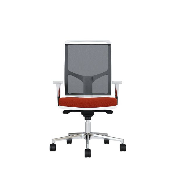 Bisley Bürodrehstuhl Zed, Weißes Kunststoff, Höhenverstellbare Armlehnen, Fußkreuz und Armlehnen aus Aluminium, NE0572 dunkelorange, ZEDALLWNE0572