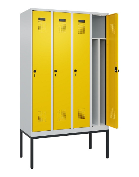 C+P Spind Evolo PLUS, Gestell, 4 Abteile, 2120x1200x500mm, 7035/1023, Verschluss Drehriegel, 0490307-40F S10001