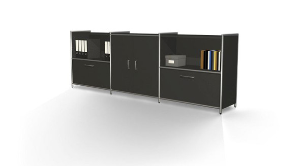 Kerkmann Sideboard breit mit 1 Schubfach, 2 OH, Artline, B 2360 x T 380 x H 780 mm, anthrazit, 13791513