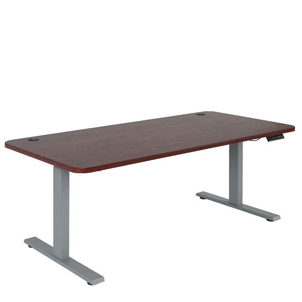 Mendler Schreibtisch HWC-D40, Computertisch, elektrisch höhenverstellbar 160x80cm 53kg, Kirsch-Dekor, grau, 75751+62766