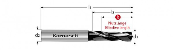 Karnasch VHM-Hochleistungsbohrer H7/2 Fasen d= 12,0 / L3=40 HA XFN-2 Nano, 2204031200040