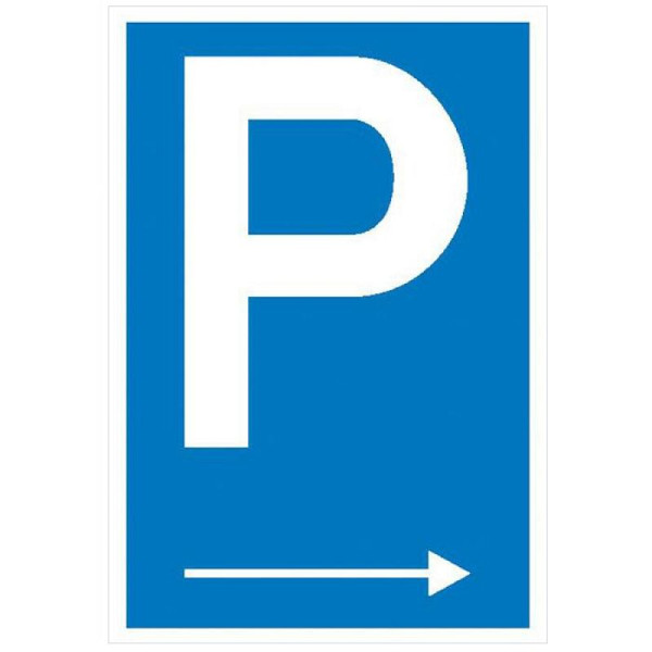 Stein HGS Parkplatzschild mit Richtungspfeil rechts, 400 mm, 600 mm, Alu, 2 mm, 52.5790