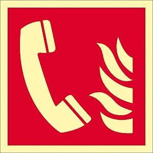 Moedel Brandmeldetelefon ISO 7010, Folie, langnachleuchtend, 160-mcd, 148x148 mm, 57207