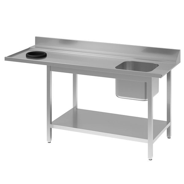 Vaiotec TOPLINE Zulauftisch 700, 1 Becken rechts + Abfallloch, Anbauseite links L: 1600 mm, 11521