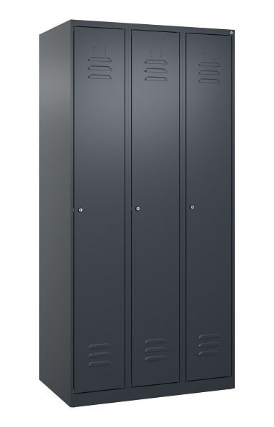 C+P Umkleidespind Classic PLUS mit Mitteltrennwand, 3 Abteile, 1850x900x500mm, 7016/7016, Zylinderschlösser, 080000-30F S10020