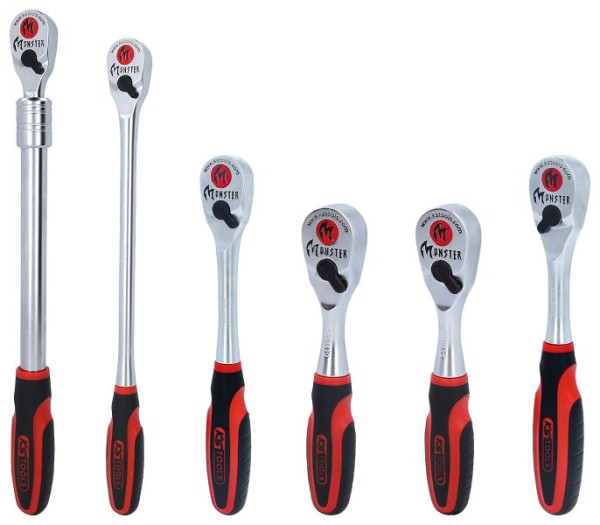 KS Tools Monster Umschaltknarren-Satz, 6-tlg 1/4" + 3/8" + 1/2", 935.0006