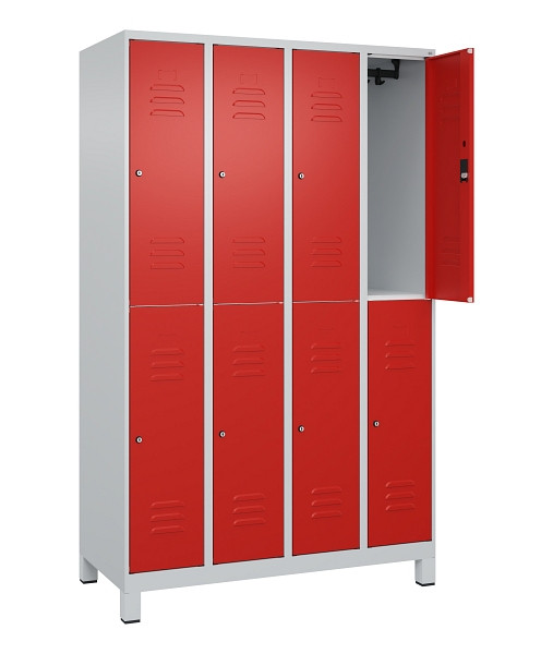 C+P Doppelstock-Spind Classic PLUS, Füße, 4 Abteile, 1950x1200x500mm, 7035/3020, 080310-40 S10017