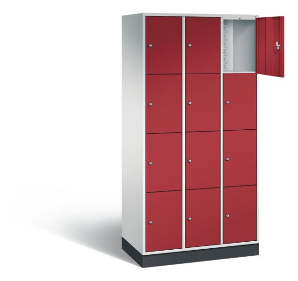 C+P Schließfachschrank Intro, H1950xB920xT490mm, Farbe: Lichtgrau / Rubinrot, 8470-301 S10014