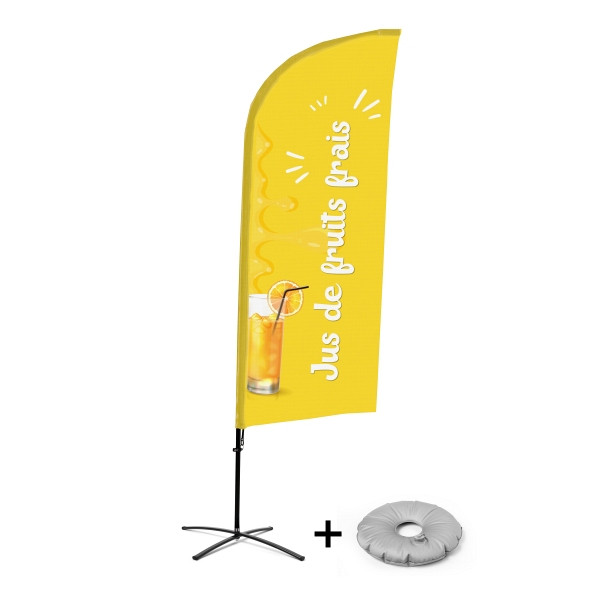 Showdown Displays Beachflag Alu Wind Komplett-Set Frischer Saft Französisch Kreuzständer, BFAW310-CB30-WB-I506