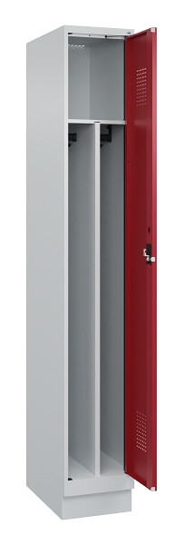 C+P Spind Evolo PLUS, mit Sockel, 1 Abteil, 1950x300x500mm, 7035/3003, Verschluss Zylinderschloss, 049020-10F S10031