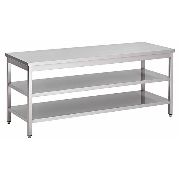 Gastro-Inox Arbeitstisch aus Edelstahl mit doppelter Grundboden, 2000(L)x600(T)x880(H)mm, 301.354
