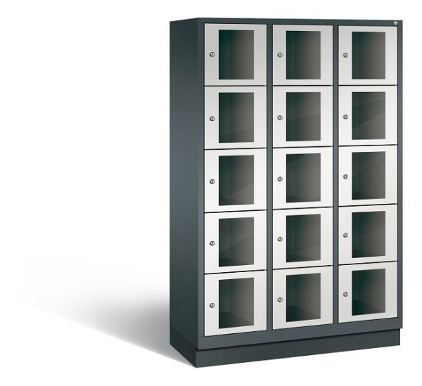 C+P Schließfachschrank Classic, 15 Fächer, H1800xB1200xT500 mm, Anthrazit/Grau, 8020A325 S10031