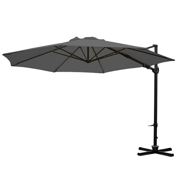 Mendler Gastronomie-Ampelschirm HWC-A39, Sonnenschirm, schwenkbar drehbar Ø 3,5m Polyester/Alu 34kg, anthrazit ohne Ständer, 59357