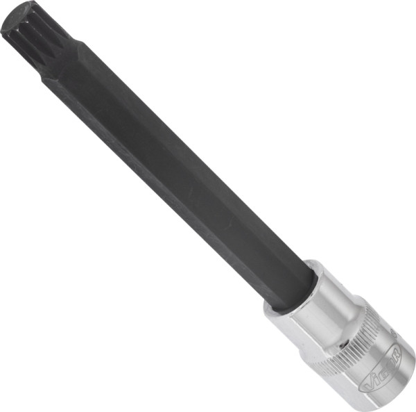 VIGOR Innenvielzahn Schraubendreher-Einsatz (XZN), Vierkant hohl 12,5 mm (1/2 Zoll), Innen Vielzahn Profil XZN, M12, Länge: 140 mm, VE: 5 Stück, V2129