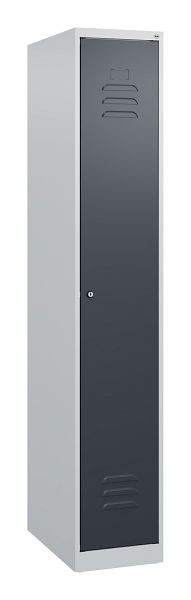C+P Umkleidespind Classic PLUS mit Mitteltrennwand, 1700x300x500mm, 7035/7016, Zylinderschloss, 0800007-10F S10020