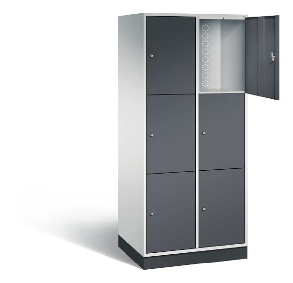 C+P XL-Schließfachschrank Intro, H1950xB820xT590mm, Farbe: Lichtgrau / Schwarzgrau, 8370-203 S10060