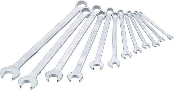 Hazet Ring-Maulschlüssel, extra lang, schlanke Bauform, Außen-Doppel-Sechskant-Tractionsprofil, 10 - 32, Anzahl Werkzeuge: 12, 600LG/12