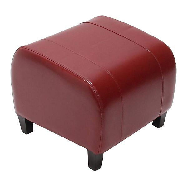 Mendler Hocker Sitzwürfel Sitzhocker Emmen, Leder + Kunstleder, 37x45x47 cm, rot, 7925