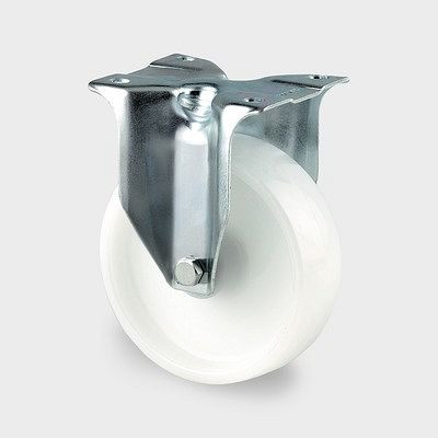 TENTE-ROLLEN Bockrolle, Rad-Ø 160 mm, Tragfähigkeit 350 kg, Bauhöhe 200 mm, D 75 Shore, Plattenbefestigung, blaupassiviert, 3478UOR160P63