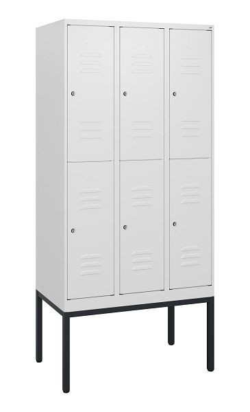 C+P Doppelstöckiger Spind Classic PLUS, Gestell, 3 Abteile, 1950x900x500mm, 9016/9016, Zylinderschlösser, 0803305-30 S10044