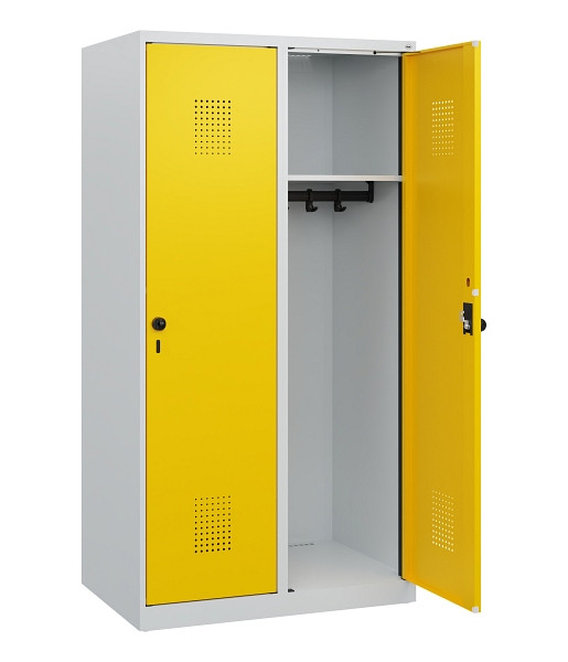 C+P Spind Evolo PLUS, 2 Abteile, 1530x800x500mm, 7035/1023, Drehriegel, 0490005-22 S10001