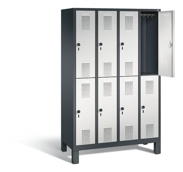 C+P Spind doppelstöckig Evolo, H1850xB1190xT500mm, Farbe: Schwarzgrau / Lichtgrau, 48310-40 S10220