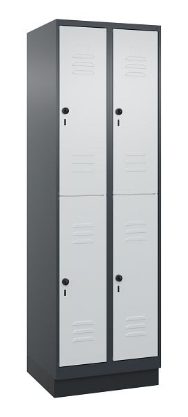 C+P Doppelstöckiger Spind Classic PLUS, Sockel, 2 Abteile, 1950x600x500mm, 7016/7035, 080320-20 S10013