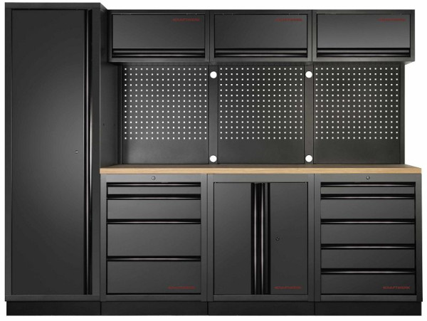 Kraftwerk MOBILIO BLK 4er Kombi mit Lochwand 1-Türig, Buche Multiplex, 3964B-BLK