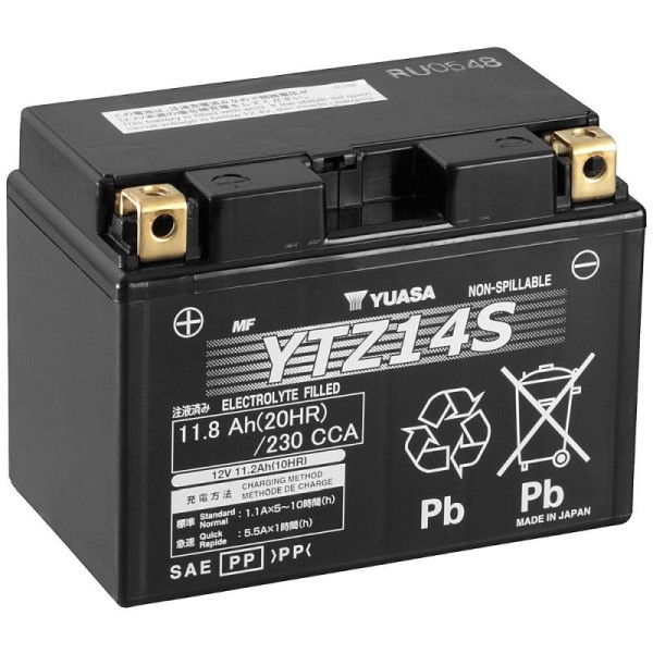 YUASA AGM YTZ14S Motorradbatterie 12V 11Ah 230A, 102216