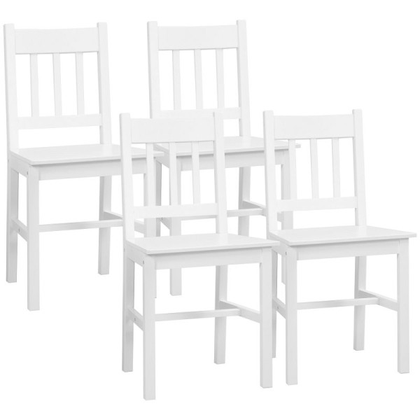 HOMCOM 4er-Set Esszimmerstühle Küchenstühle Stühle, Massivholz, 41 x 46,5 x 85,5 cm, Weiß, 835-910V02WT