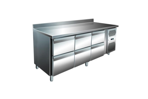 A&S Polarny VIP Kühltisch mit 3x 2 Schubladen und Aufkantung -2 bis +8°C 1.795x600x960 mm, KT-VIP-600-3-C6A