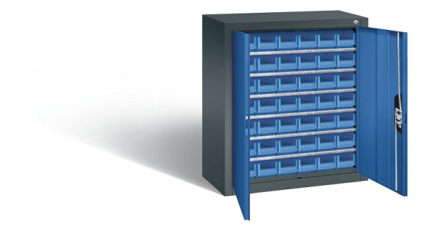 C+P Magazinschrank Serie 13, H830xB700xT300mm, Farbe: Anthrazitgrau / Enzianblau, Muldengriff, 134013-21 S10044