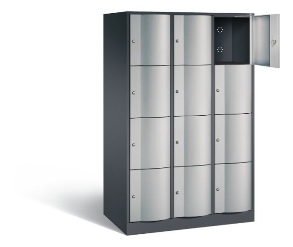C+P XL-Schließfachschrank Resisto, H1950xB1148xT640mm, Farbe: Schwarzgrau / Weißaluminium, 8470-373 S10025
