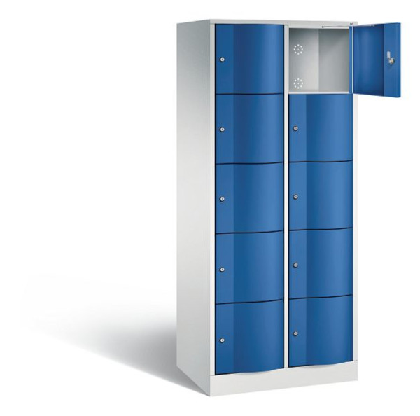 C+P Schließfachschrank Resisto, H1950xB772xT540mm, Farbe: Lichtgrau / Enzianblau, 8570-272 S10018