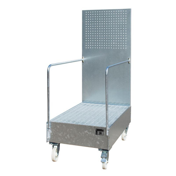 STEIN HGS Fahrbare Auffangwanne mit Lochplattenwand LPW, 215 Liter, feuerverzinkt, Höhe 2015mm, feuerverzinkt, 2x200 Liter Fass, Breite 800mm, 79205.0018