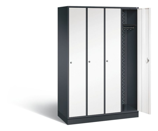 C+P Garderobenschrank Intro, H1950xB1220xT490mm, Farbe: Schwarzgrau / Verkehrsweiß, 8170-401 S10045