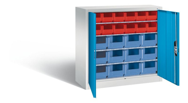 C+P Magazinschrank Serie 13, H1000xB1000xT420mm, Farbe: Lichtgrau / Lichtblau, Muldengriff, 133944-23 S10024