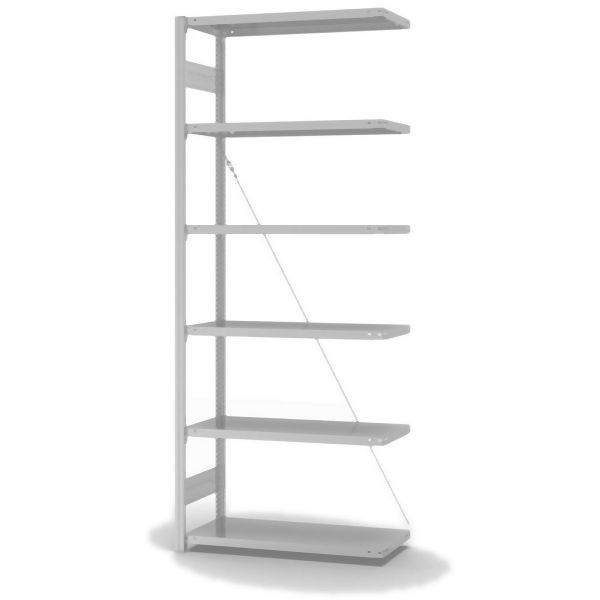 hofe Anbauregal, zerlegt, 6 Böden 2500 x 400 x 1000 mm, lichtgrau ähnlich RAL 7035 ableitfähig kunststoffbeschichtet, HKA25410ESD