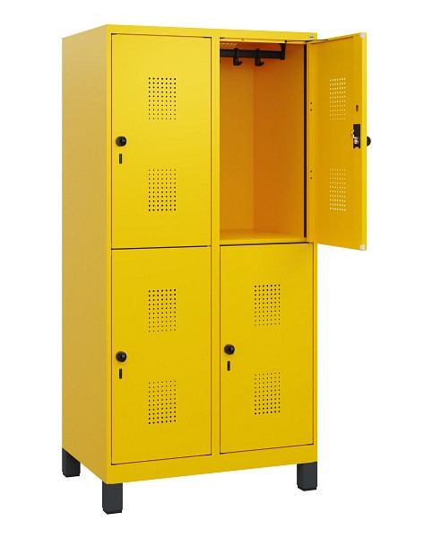 C+P Doppelstöckiger Spind Evolo PLUS, Füße, 4 Fächer, 1630x800x500mm, 1023/1023, Drehriegel, 0493105-22 S10027