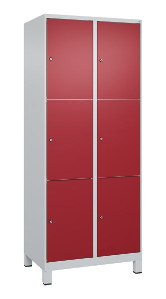 C+P Schließfachschrank Classic PLUS, Füße, 2 Abteile mit je 3 Fächern, 1950x800x500mm, 7035/3003, 080010-223 S10001