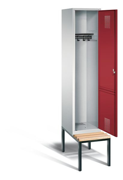 C+P Garderobenschrank Evolo, H2090xB420xT815mm, Farbe: Lichtgrau / Rubinrot, 48050-12 S10030