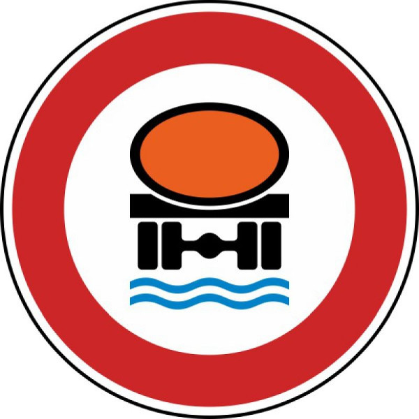 Stein HGS Verbot für Fahrzeuge mit wassergefährdender Ladung Nr. 269, 750 mm, RA1, Flachform 3 mm, 269-313