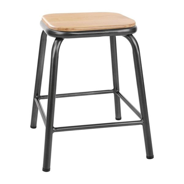 Bolero Cantina niedriger Hocker mit Holzsitz metallic grau (4 Stück), FB930