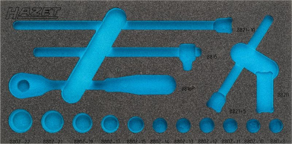 Hazet 2-Komponenten Weichschaum-Einlage, für 880 ZN-1, Abmessungen / Länge: 342 mm x 172 mm Ordnungssystem Größe: 1/3 (342 x 172 mm), 163-335L