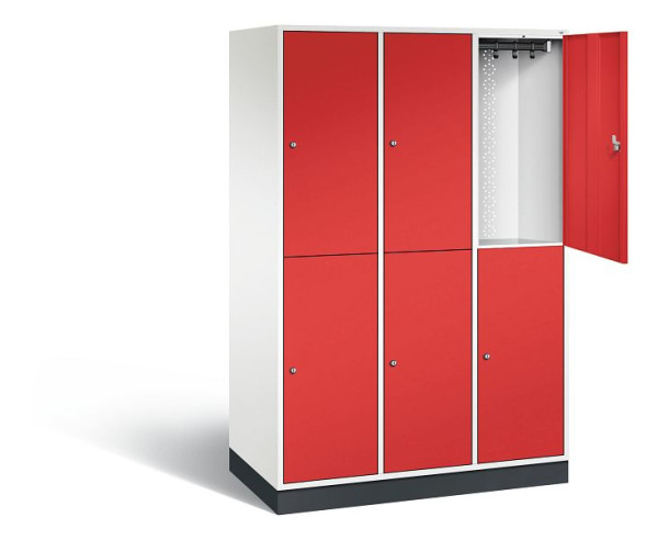 C+P Spind doppelstöckig XL Intro, H1950xB1220xT590mm, Farbe: Verkehrsweiß / feuerrot, 8270-303 S10070