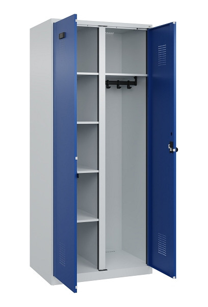 C+P Wäsche-/Garderobenspind Evolo PLUS, 2 Abteile, 1850x800x500mm, 7035/5010, Drehriegel, 049600-22 S10006